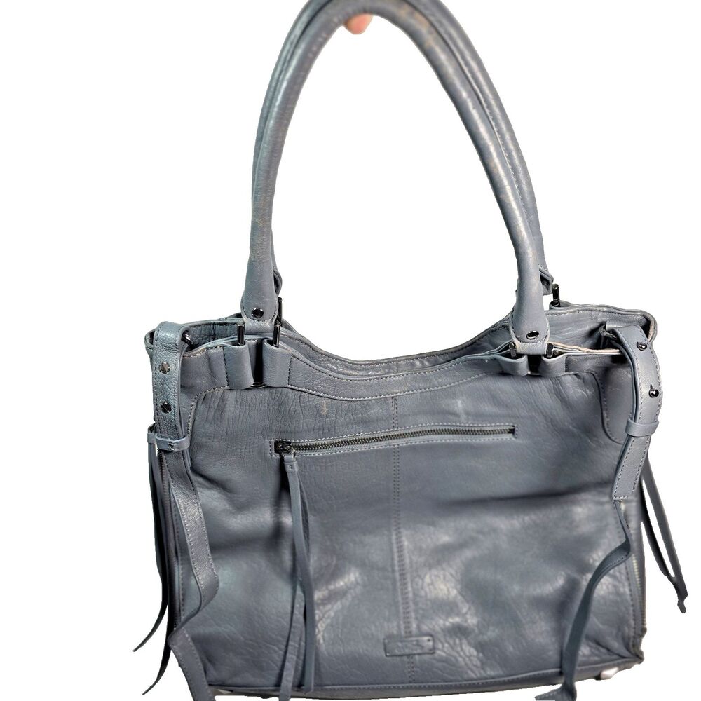 Vince Camuto Large Gray Expandable Tote Shoulder Bag Blue Gray Handbag